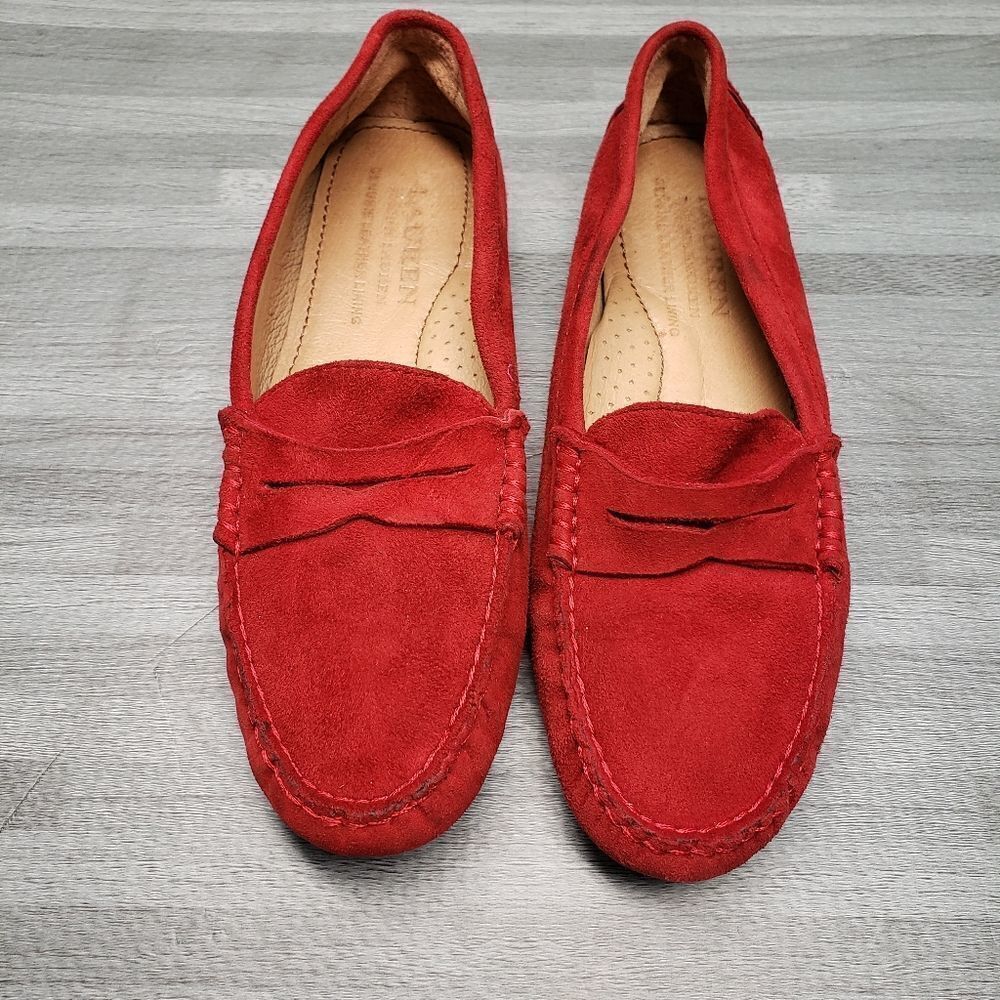 Polo Ralph lauren women's red suede shoes  Camila